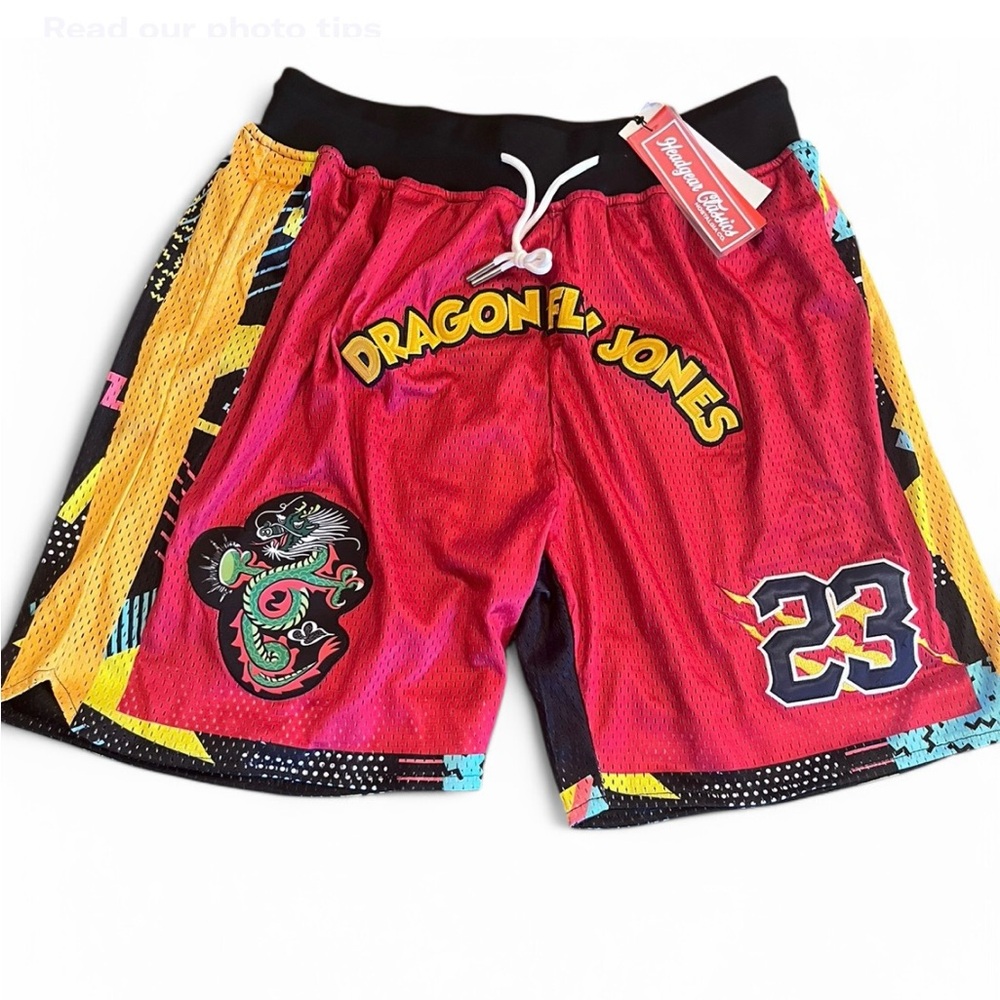 “Dragonfly Jones” Athletic Red and Yellow Basketball Shorts